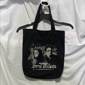 Black and White Canvas Tote Bag with Graphic Design